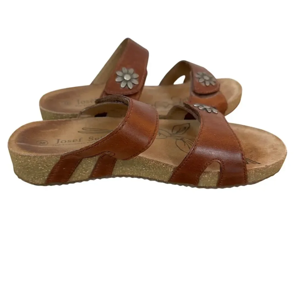 Josef‎ Seibel Tonga 82 Sandals Camel Footwear Women Leather Open Toe US 7-7.5